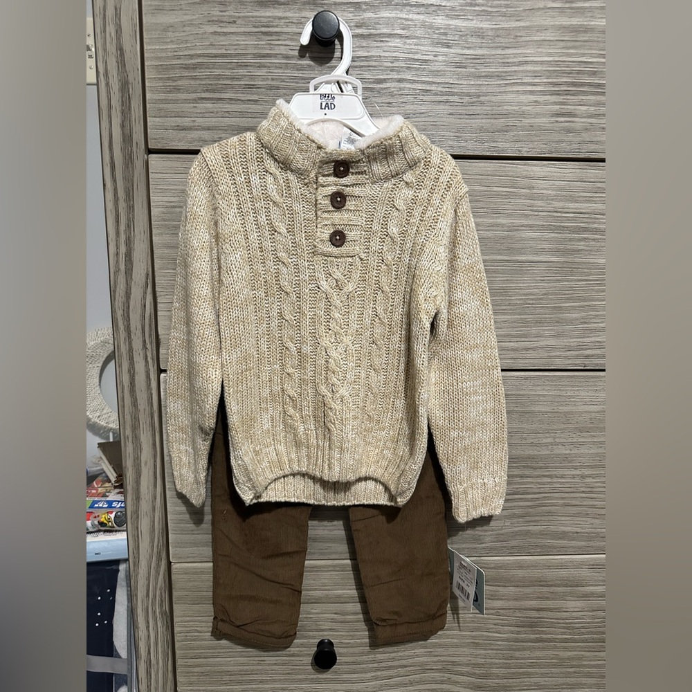NWT Cozy Cable Knit Sweater with Brown Pants